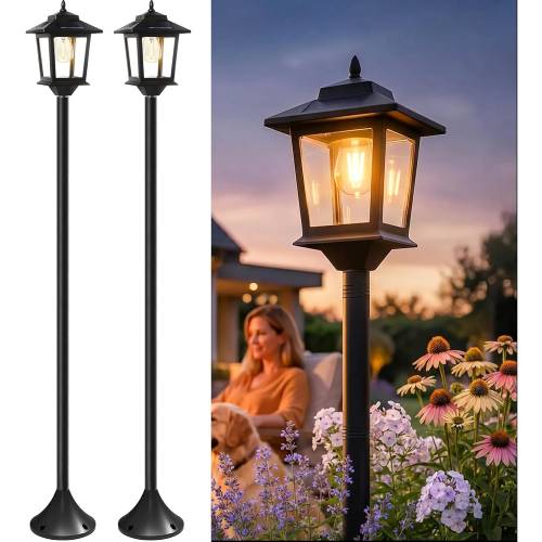Solar Post Lights Outdoor, 2-Pack 63"